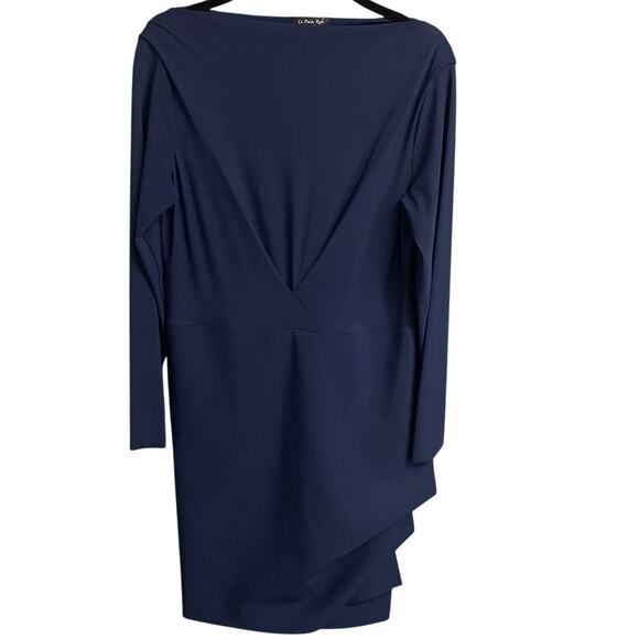 Chiara Boni La Petite Robe Navy Gathered Long Sleeve Sheath Dress 50 / US 14 - Picture 1 of 6